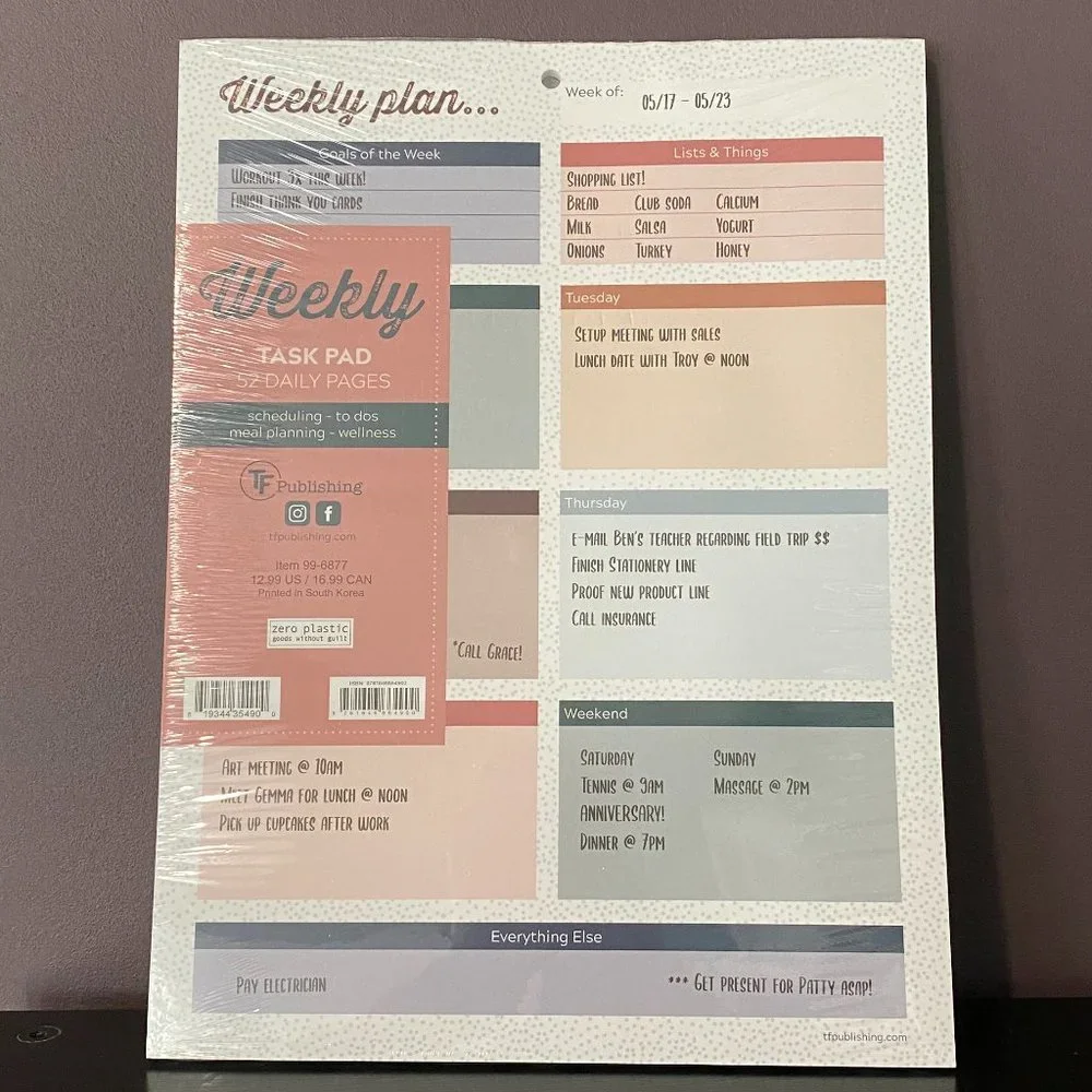 Weekly Task Pad, Magnetic List Pad, and Sudoku Puzzles Trio Pack